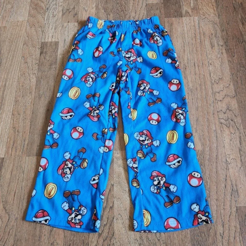Old Navy Boys Super Mario Fleece Pajama Pants Blue Nintendo Size S 6-7 PJ 628